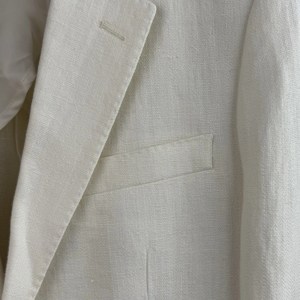 Todd Snyder Linen Sutton Blazer Mens 40L White Herringbone Beach Wedding NWT